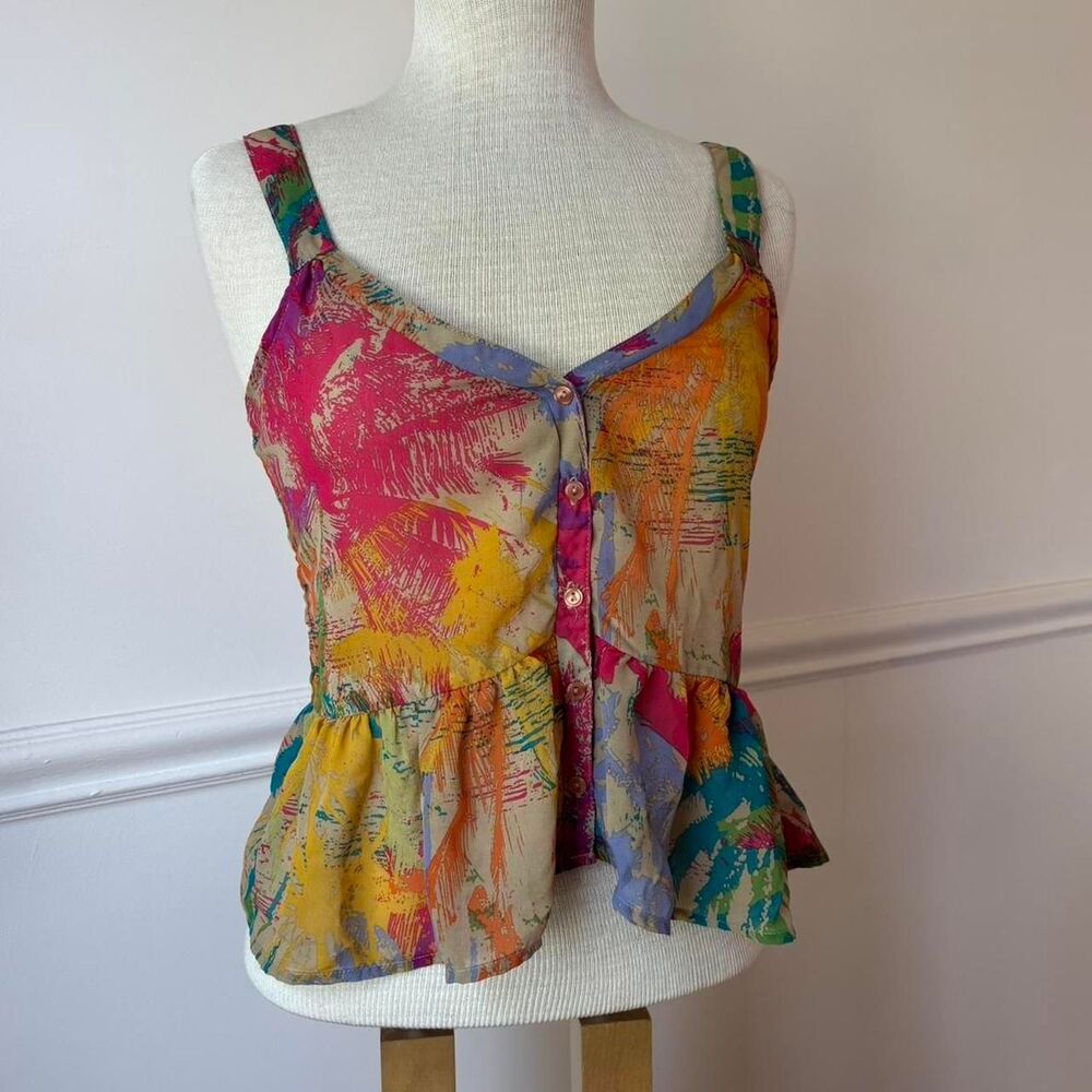 maximalist Daytrip vacation inspired artsy boho peplum top